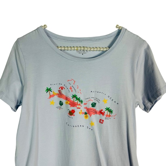J. CREW | Women’s teeshirt Caribbean Sea Blue Collector Graphic Tee Islands - Picture 4 of 6